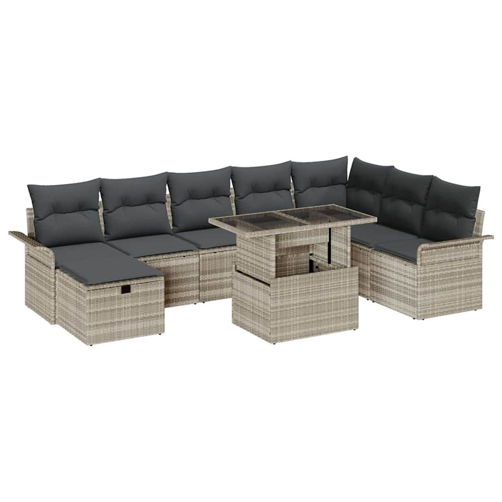 Ensemble de canapé de jardin 9 pc gris clair polyrotin