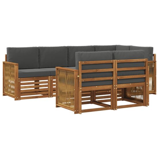 Ensemble de canapés d'extérieur 6 pc naturel et anthracite