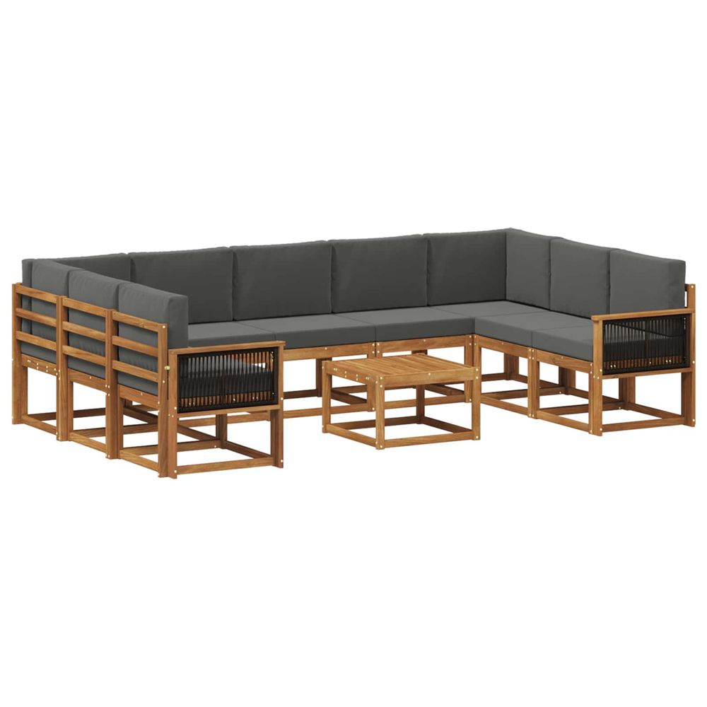 Ensemble de canapés d'extérieur 10 pc naturel et anthracite