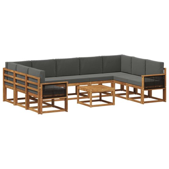 Ensemble de canapés d'extérieur 10 pc naturel et anthracite