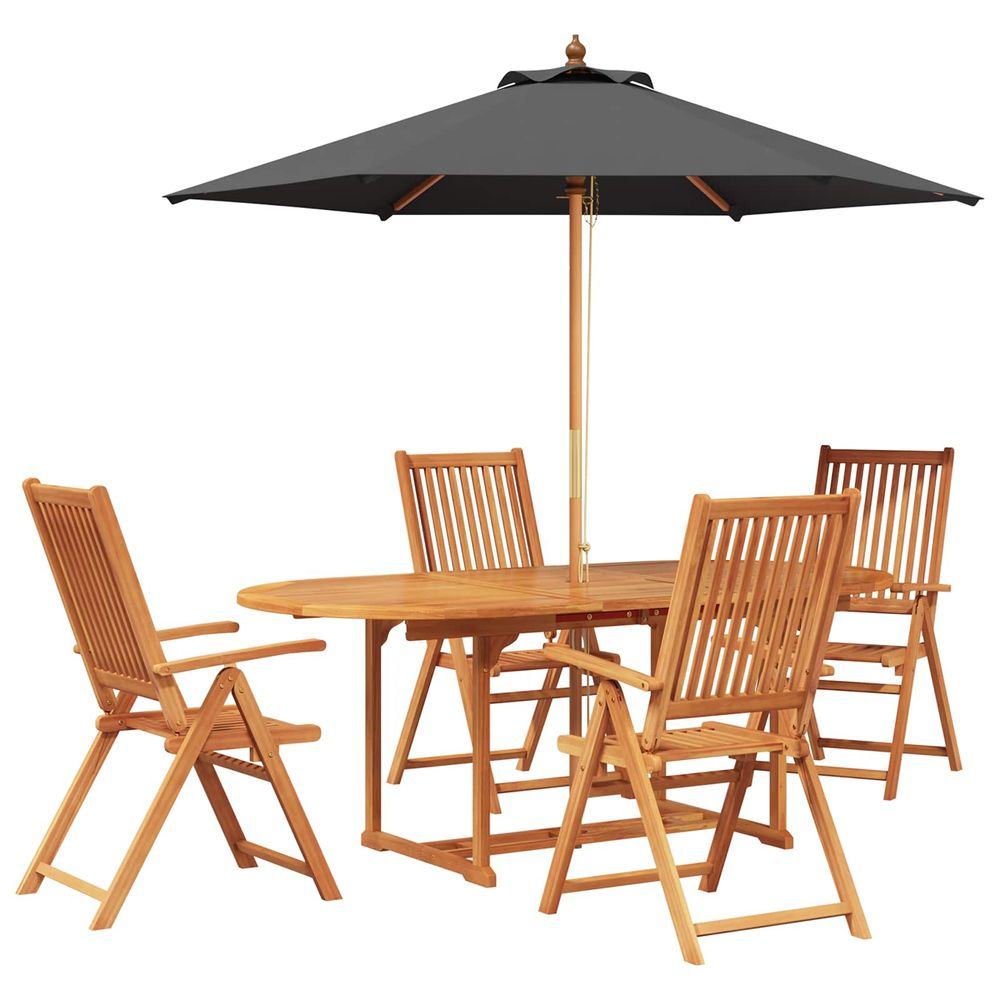 Ensemble de salle à manger d'extérieur avec parasol 6 pc