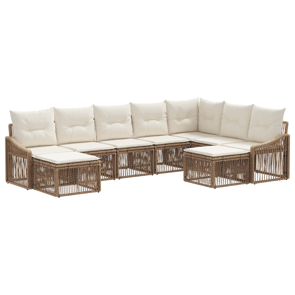 Ensemble de canapé de jardin 9 pcs beige polyrotin