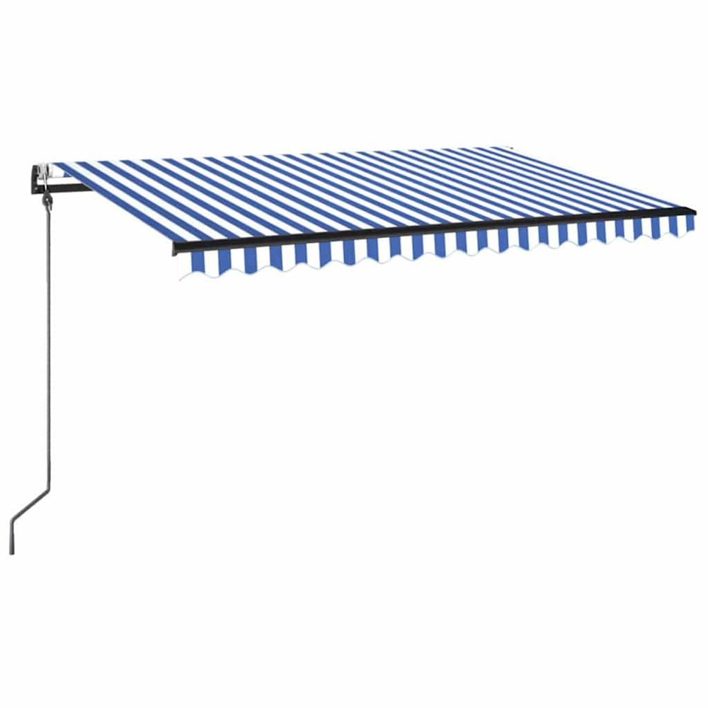 Auvent automatique capteur de vent led 450x350 cm bleu et blanc