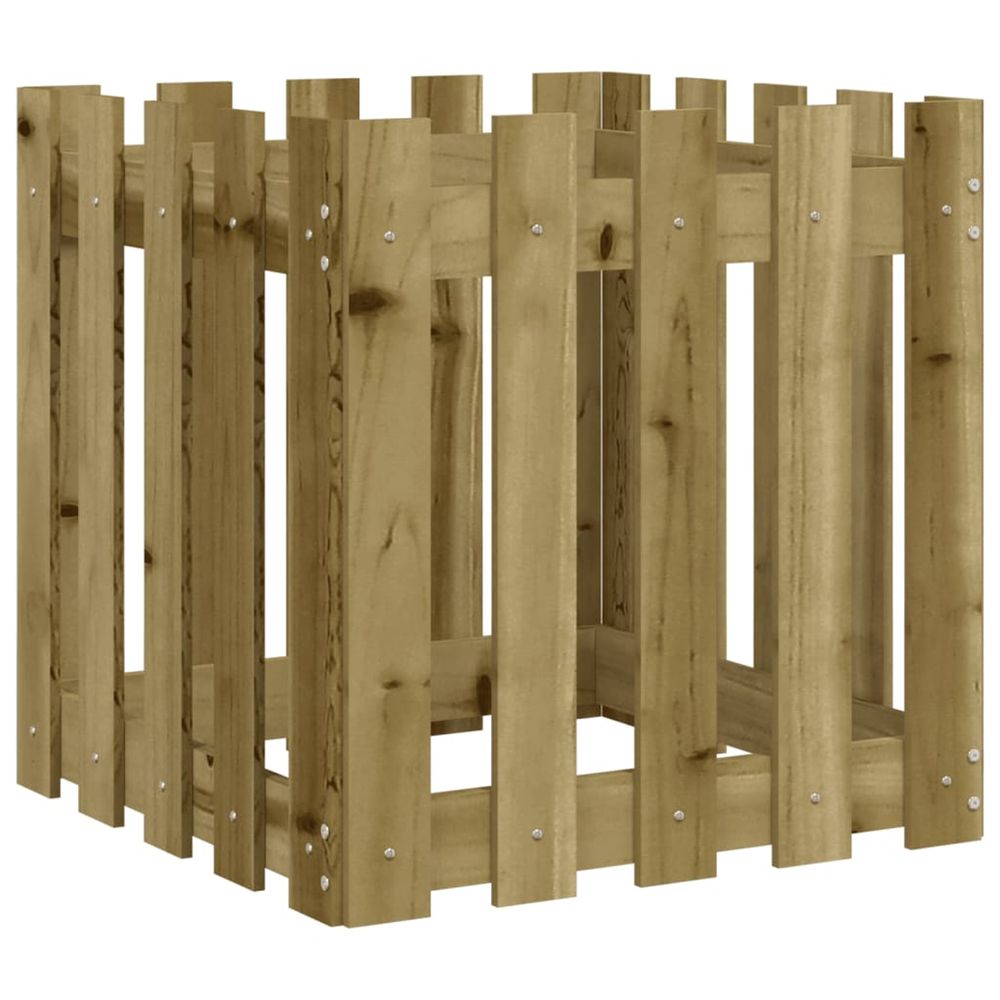Jardinière d'extérieur avec design de clôture 50x50x50 cm pin imprégné