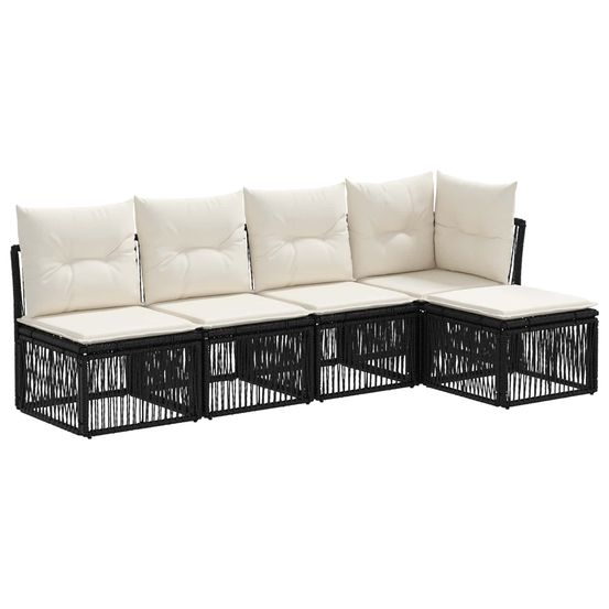 Ensemble de canapé de jardin 5 pc noir polyrotin