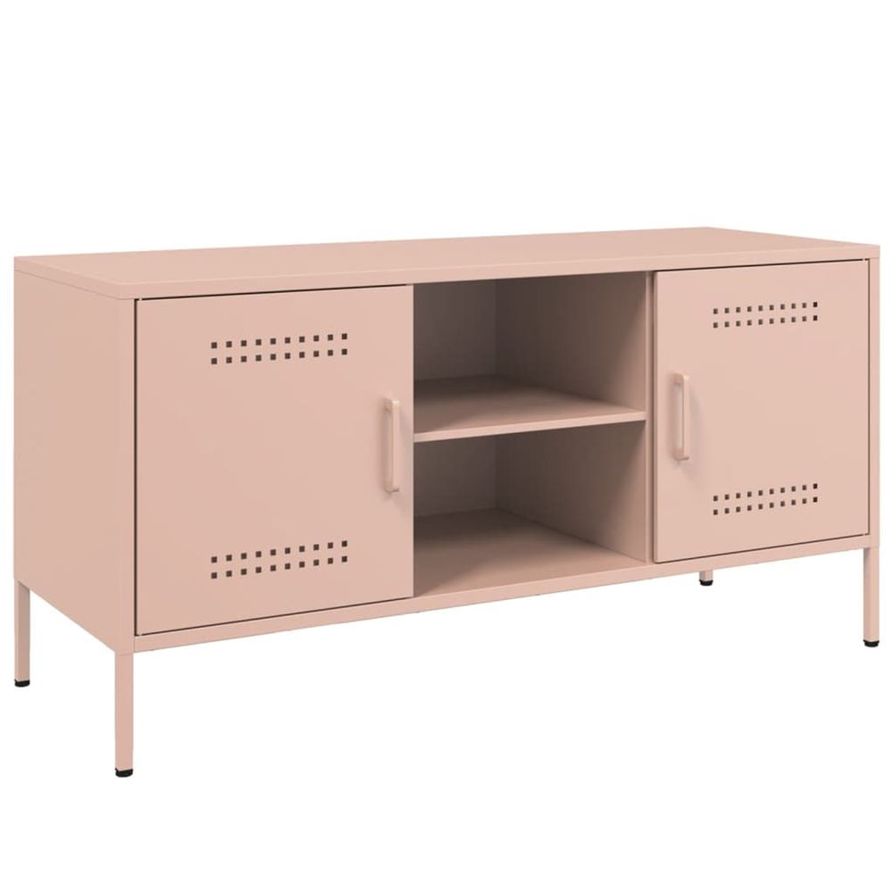 Meuble tv rose 100,5x39x50,5 cm acier