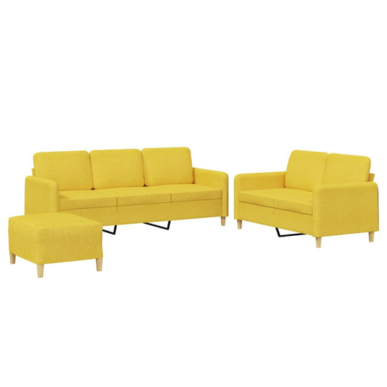 Ensemble de canapés 3 pcs avec coussins jaune clair tissu