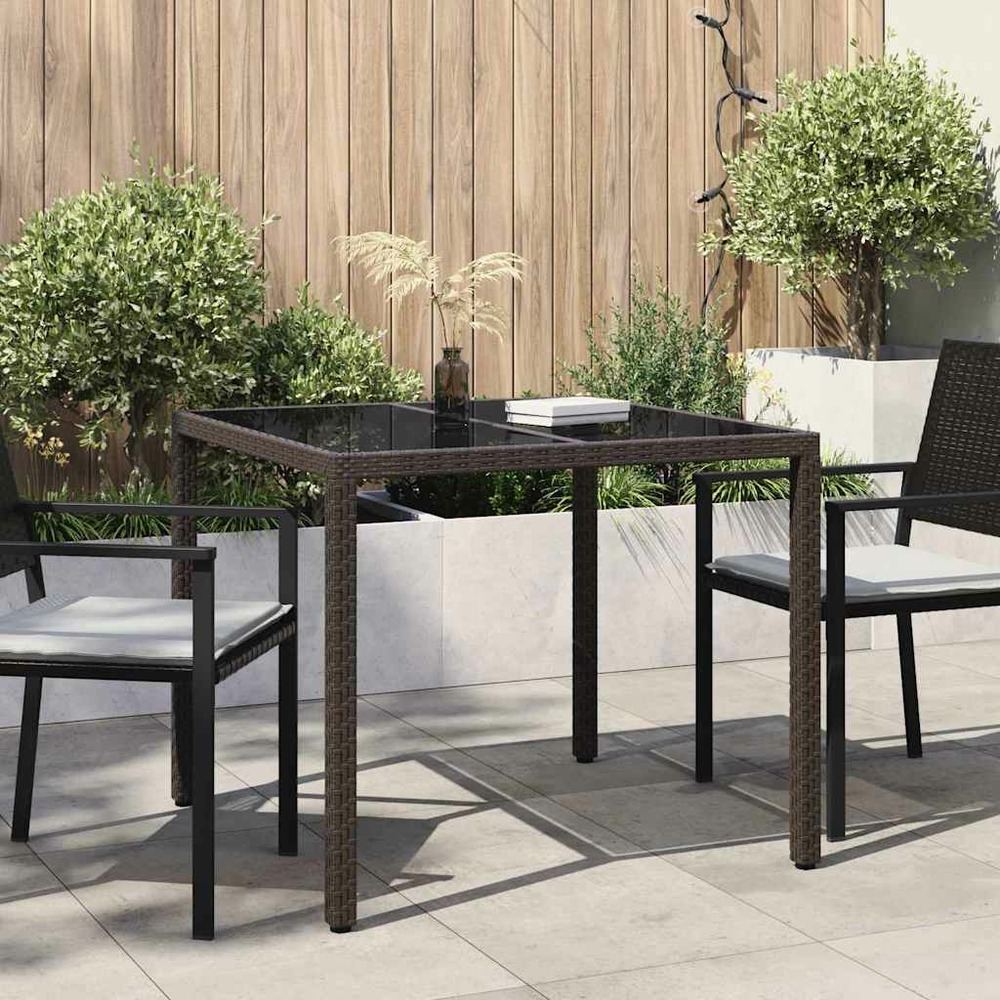 Table de jardin marron 90 x 90 x 75 cm polyrotin