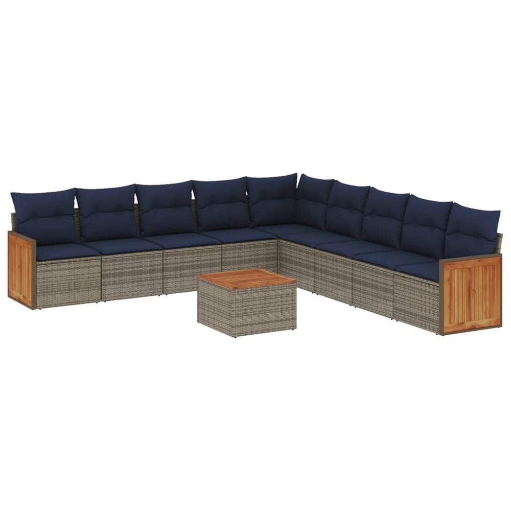 Ensemble de canapé de jardin 10 pcs avec coussins gris