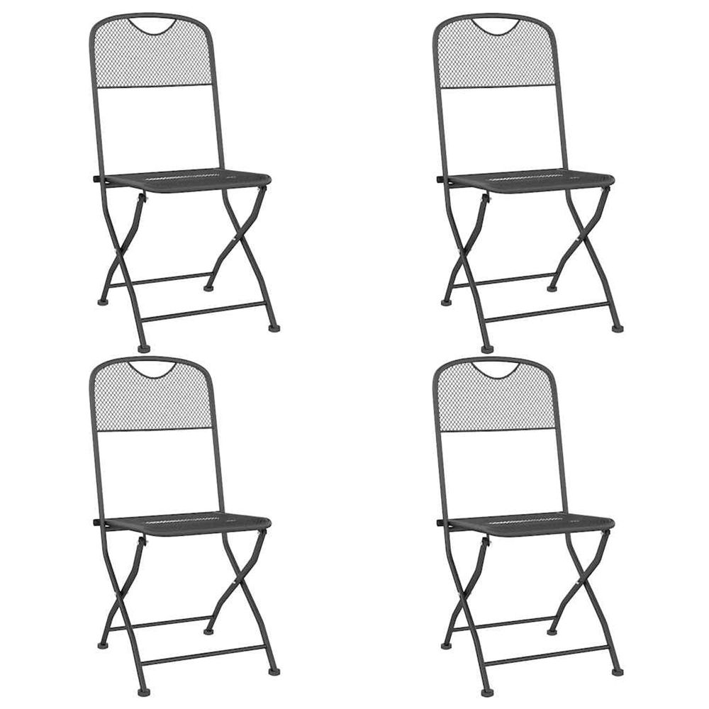 Chaises pliantes, lot de 4, en maille métallique déployée anthracite