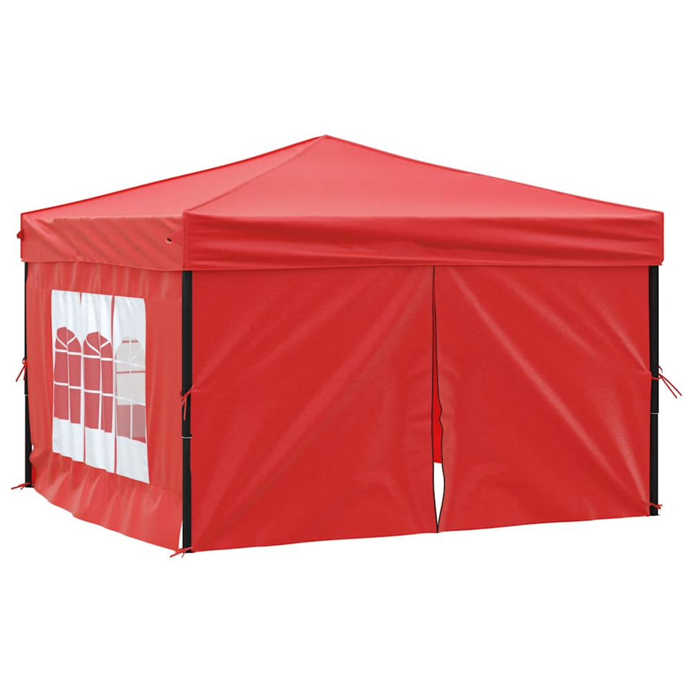 Tente de réception pliable avec parois rouge 3x3 m