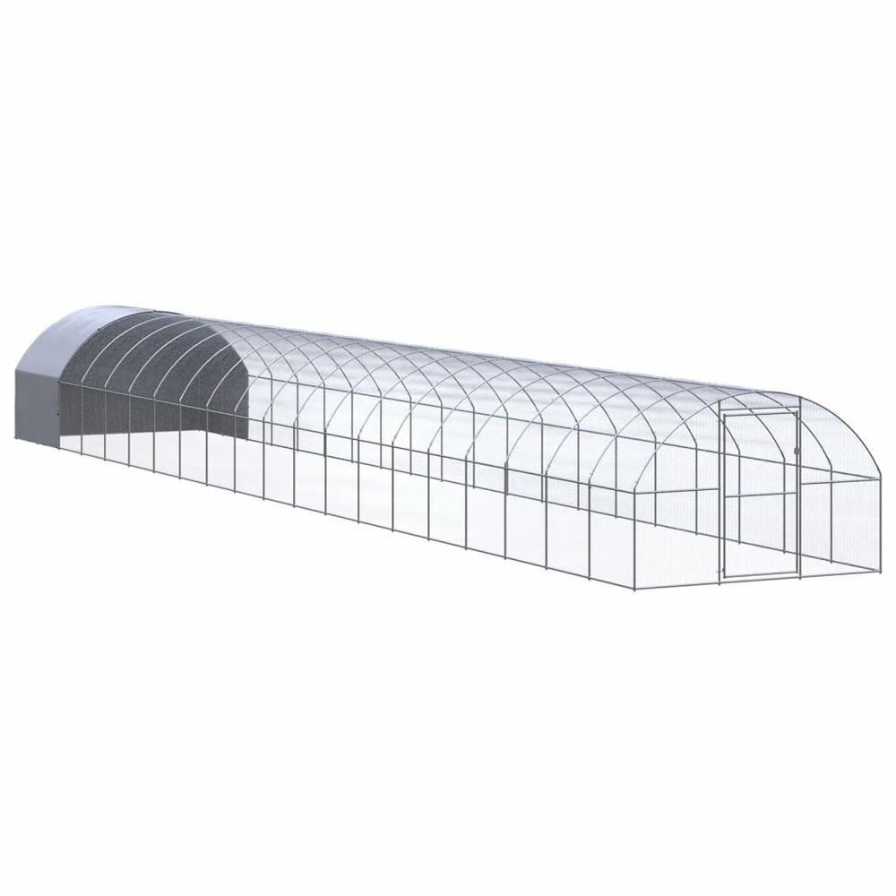 Poulailler enclos cage poules d'extérieur 3 x 20 x 2 m acier galvanisé argent