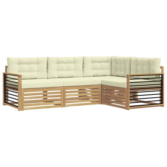 Ensemble de canapés d'extérieur 5 pc blanc et crème polyester