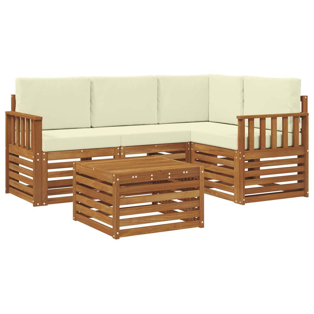 Ensemble de canapés d'extérieur 5 pc naturel et crème polyester