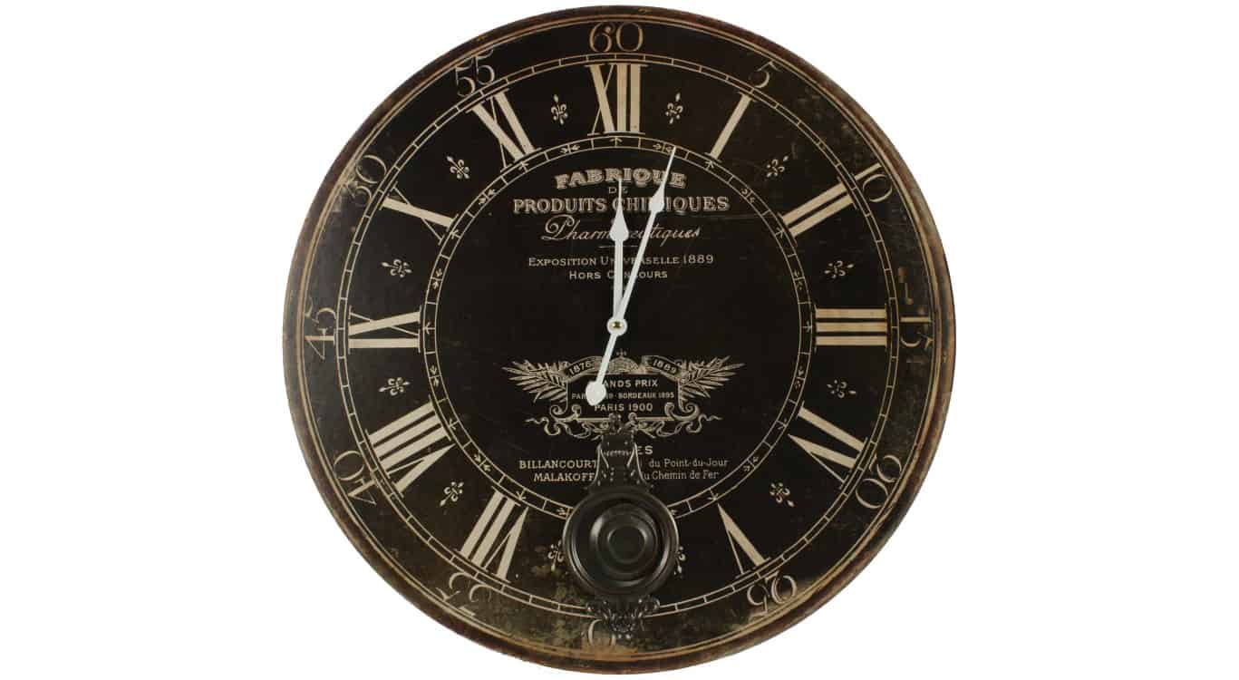 Horloge ancienne balancier fabrique de produits chimiques 58cm - bois - noir