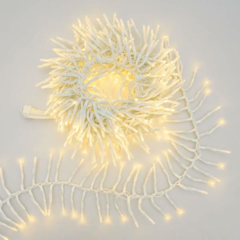 Guirlande lumineuse boa d12cm 5m 500 miniled blanc chaud extensible 31v câble blanc ip44 smart connect lotti
