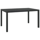 Table de jardin noir 150 x 90 x 74 cm aluminium et wpc