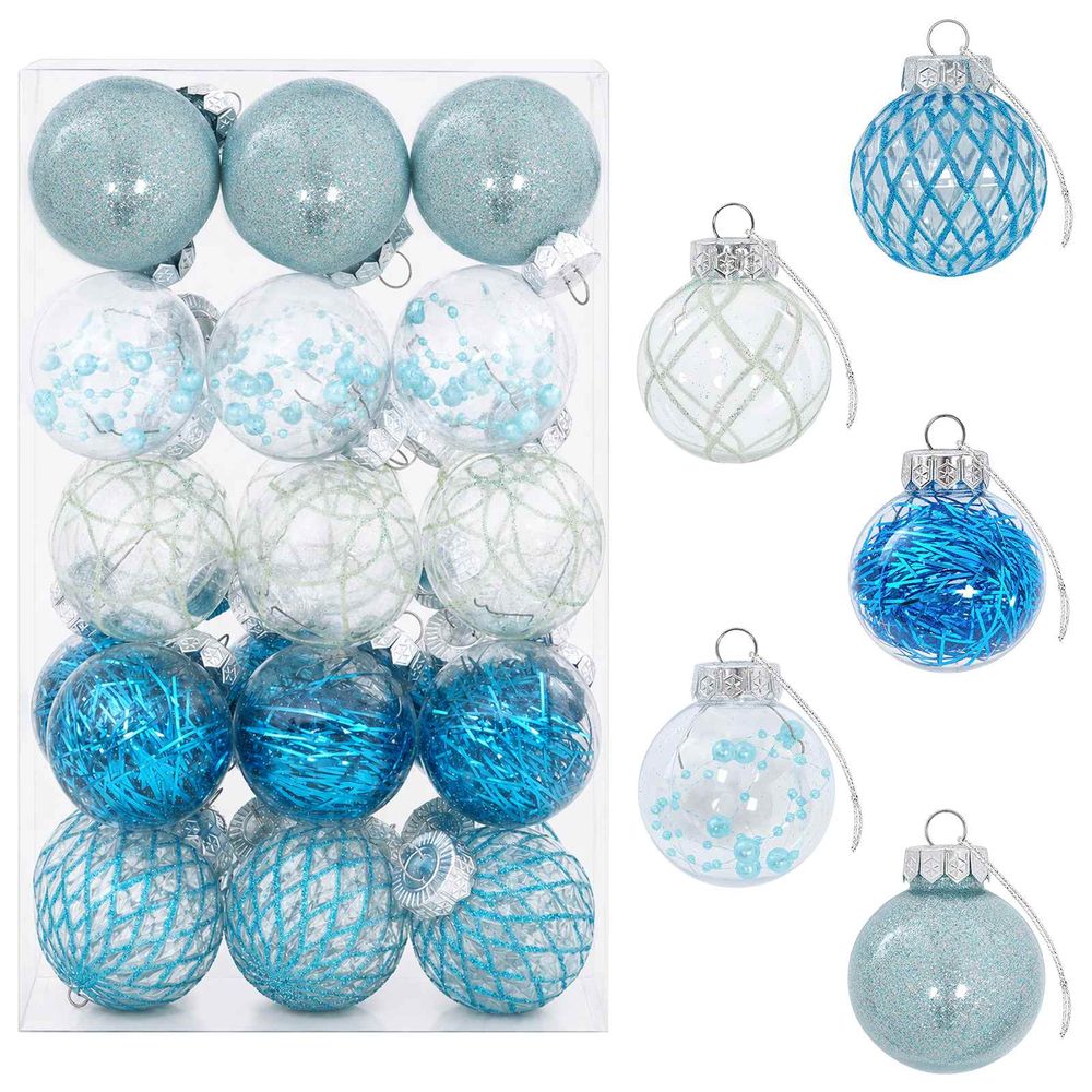 Ensemble de boules de noël 30 pc bleu ø 6 cm pet