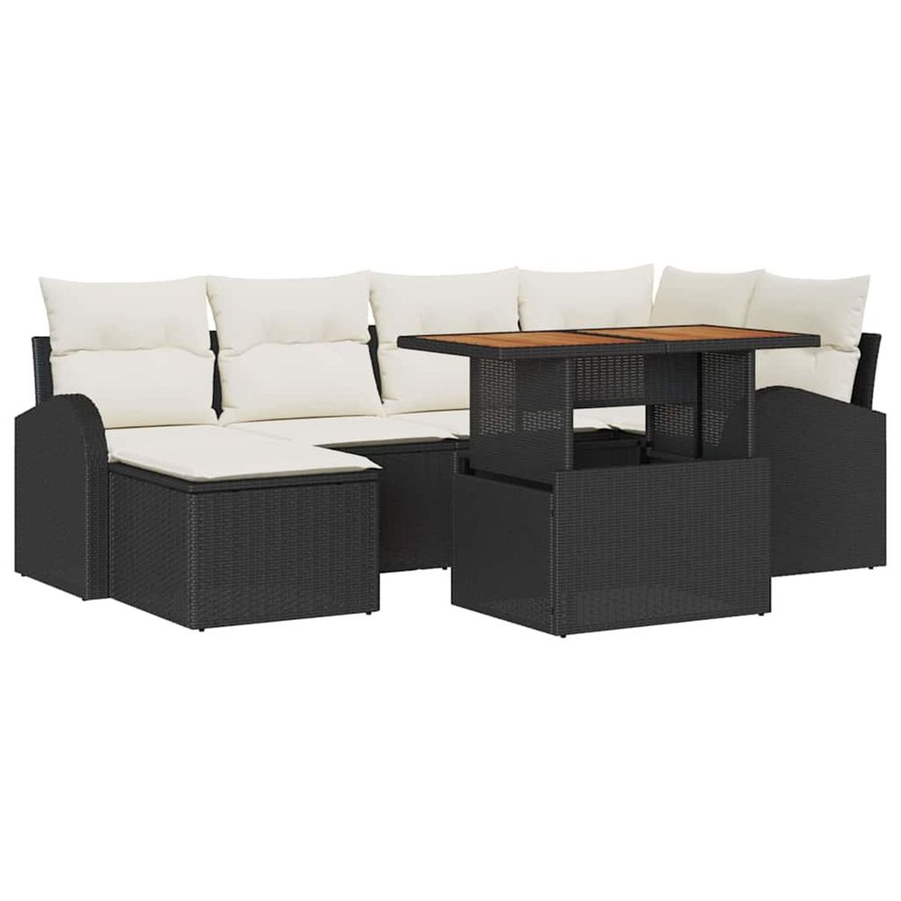 Ensemble de canapé de jardin 7 pc noir poly rotin
