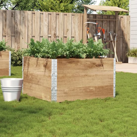 Carré potager surélevé bois de pin pour jardin balcon empilable et pliable 100x100x60,5 cm
