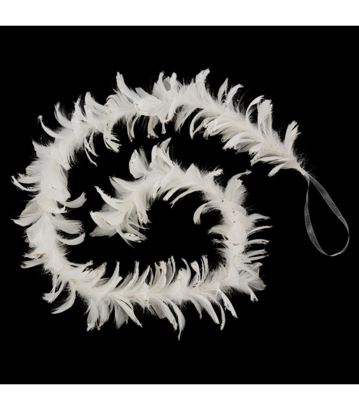 Guirlande de noël plumes blanches pailletées l 140 cm