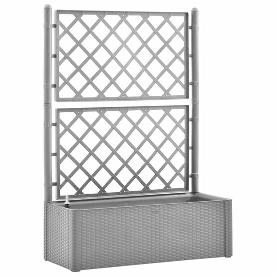 Jardinière bac lit surélevé plantes fleurs terrasse jardin de jardin et treillis et système d'arrosage gris