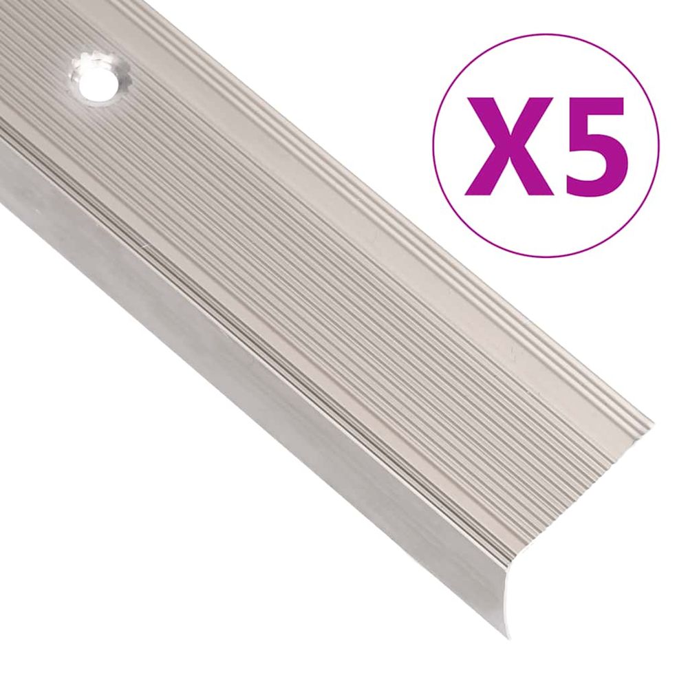 Nez de marche forme en l 5 pcs aluminium 90 cm champagne