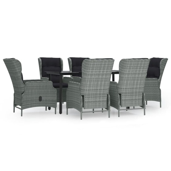 Ensemble à manger de jardin 7 pcs gris clair résine tressée