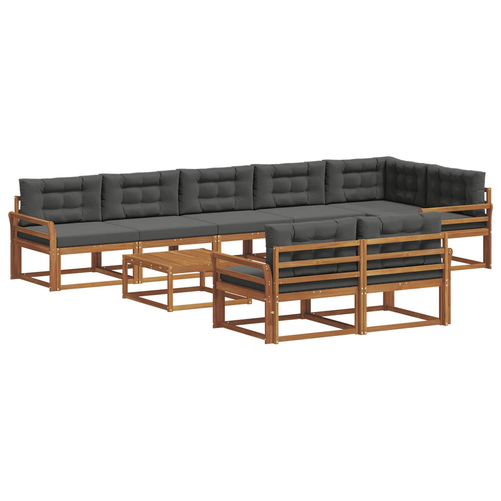 Ensemble de canapés d'extérieur 9 pcs naturel et anthracite