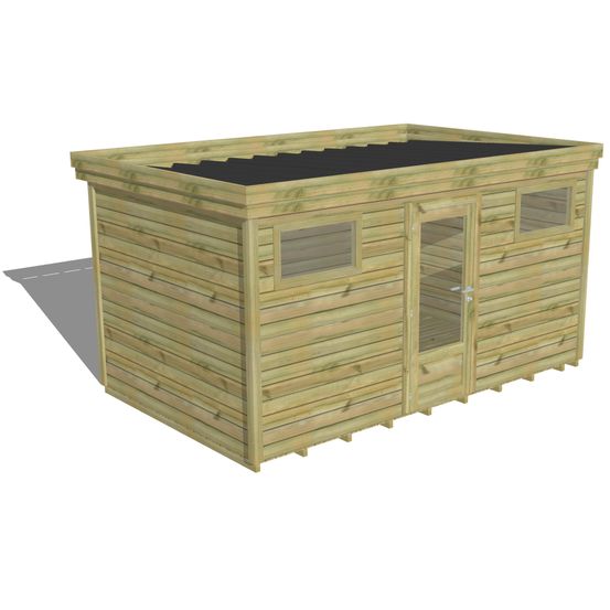 Abri de jardin bois pin traité autoclave 27mm - 4,34x2,64m / 11m2 - bac acier - plancher bois