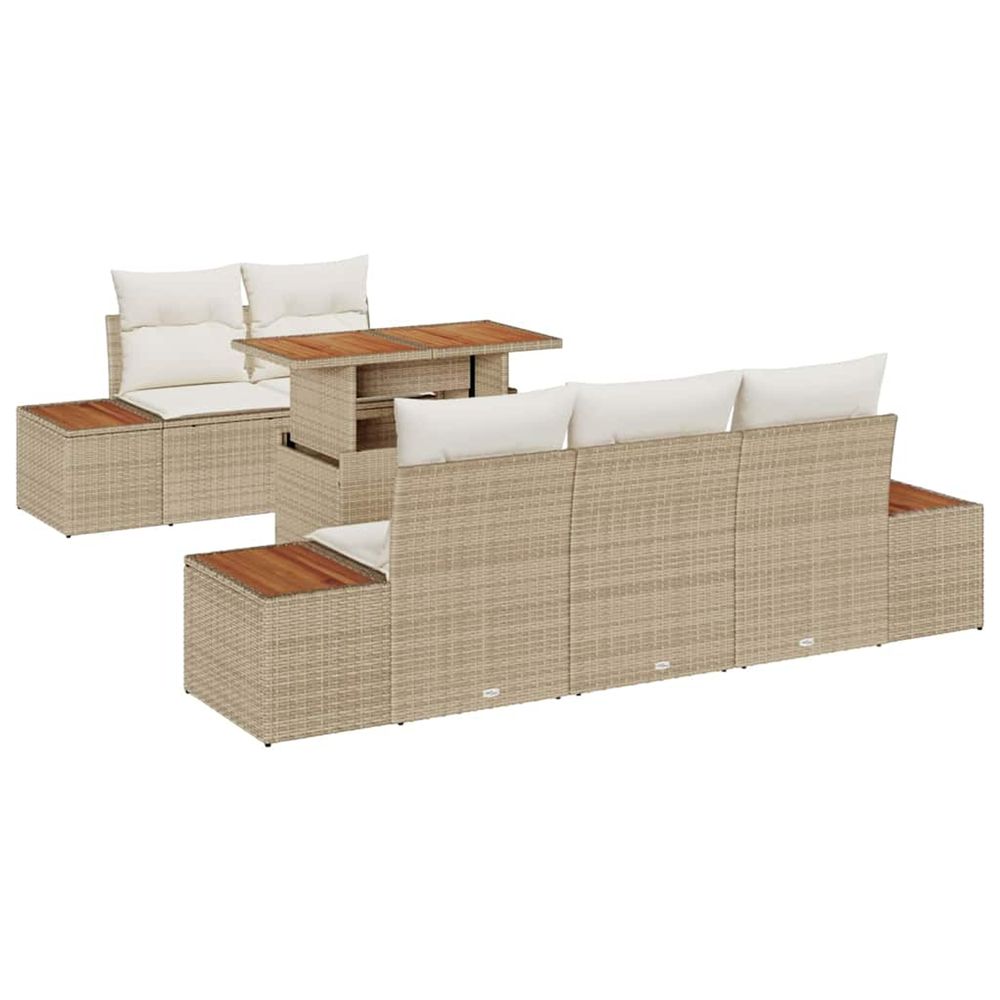 Ensemble de canapé de jardin 6 pc beige poly rotin