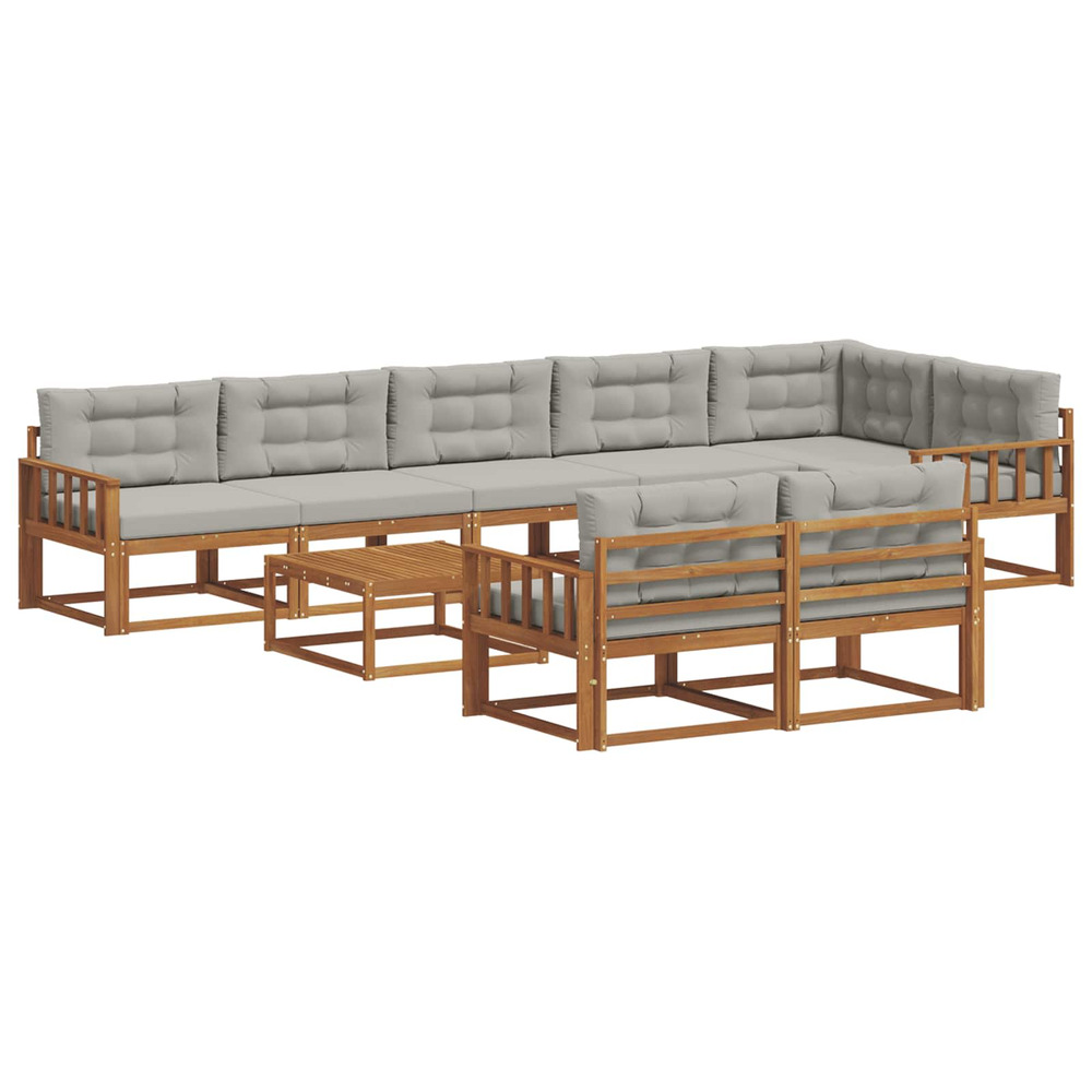 Ensemble de canapés d'extérieur 9 pcs gris naturel et clair