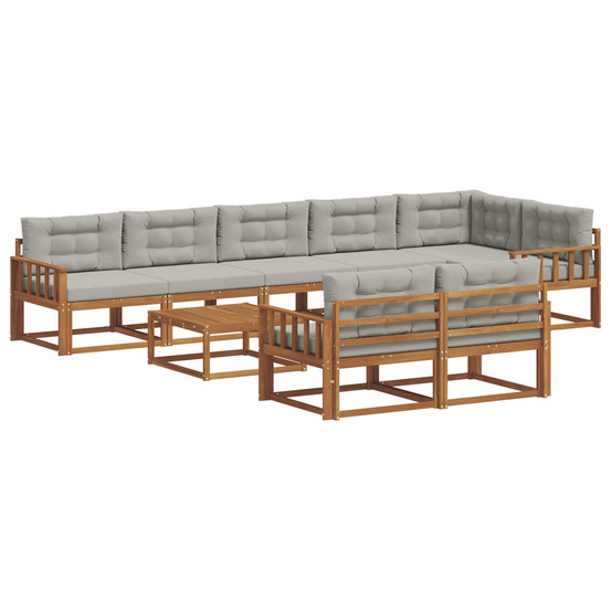 Ensemble de canapés d'extérieur 9 pcs gris naturel et clair