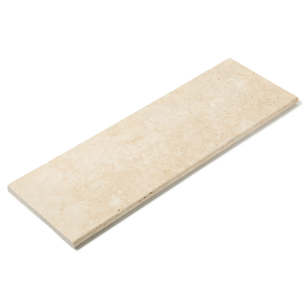 Dessus de marche travertin beige clair 100x33x3 cm bord 1/2 rond (à l'unité) - ro'ma nature