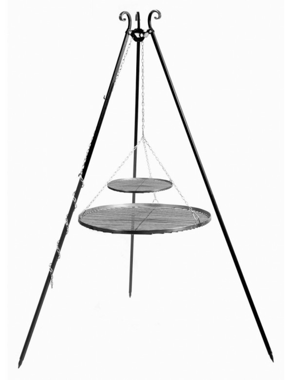 Trépied viking avec double grille en acier--40x80 cm-