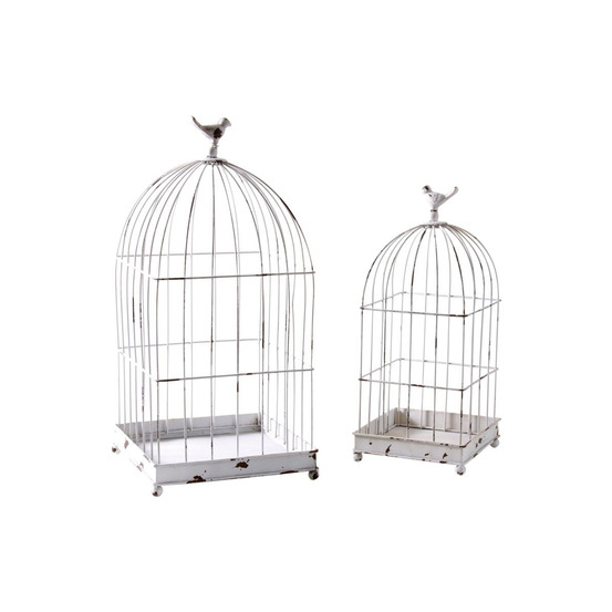 Cages en métal laqué blanc vieilli (lot de 2)