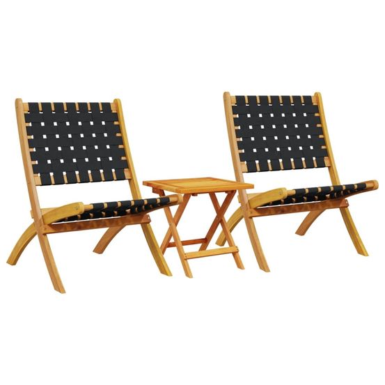 Ensemble de 2 chaises pliantes avec table en bois massif noir