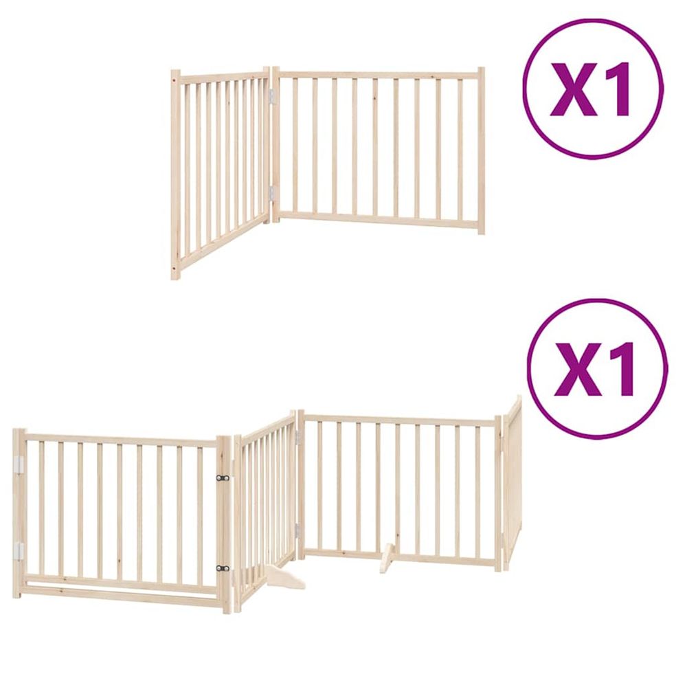 Barrière pour chien avec porte pliable 6 panneaux bois peuplier