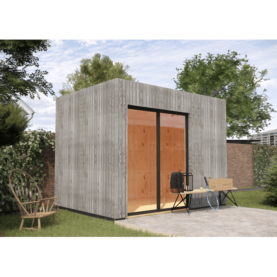 Dépendance de jardin bois en bois 3,3 x 2,4 x 2,7 m / menuiseries alu k-line
