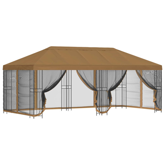 Gazebo avec murs latéraux 6 x 3 m beige polyester et acier 190