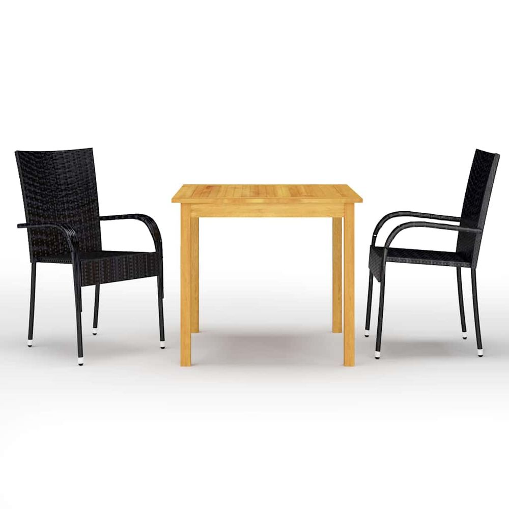 Ensemble à manger de jardin 3 pcs noir