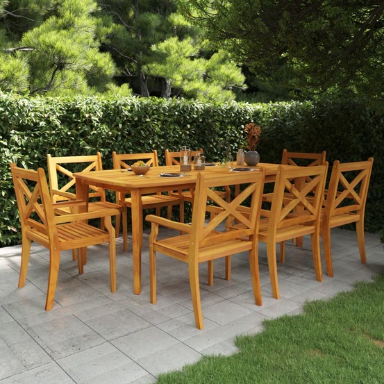 Ensemble à manger de jardin 9 pcs bois d'acacia solide