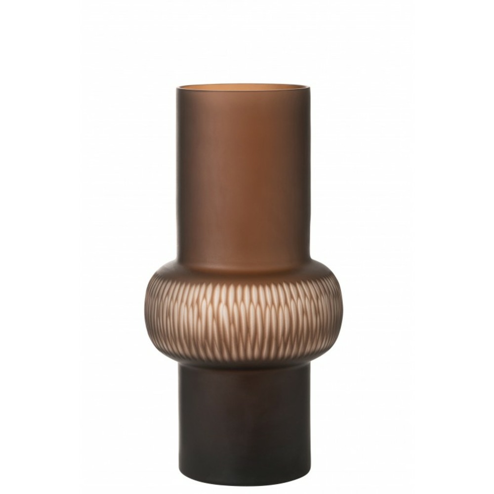 Vase avec anneau en verre marron 22x22x41 cm