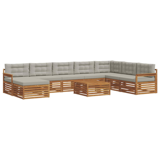 Ensemble de canapés d'extérieur 9 pcs gris naturel et clair