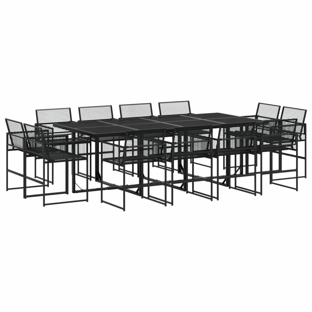 Ensemble à manger de jardin 13 pcs noir résine tressée