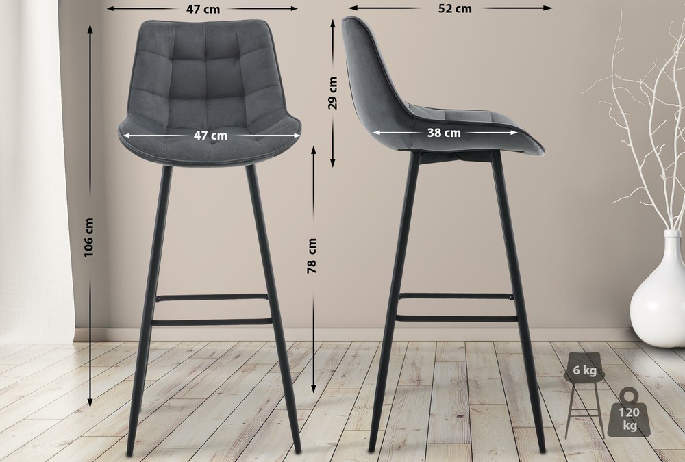 Tabouret de bar dartford velours