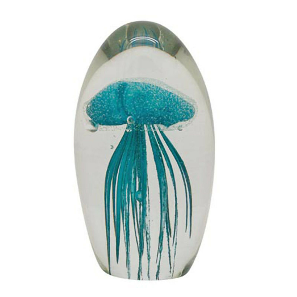 Sulfure verre méduse turquoise 9x6cm