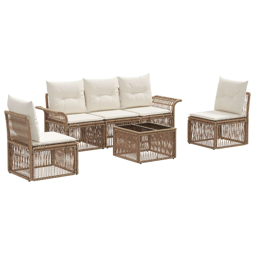 Ensemble de canapé de jardin 6 pcs beige polyrotin