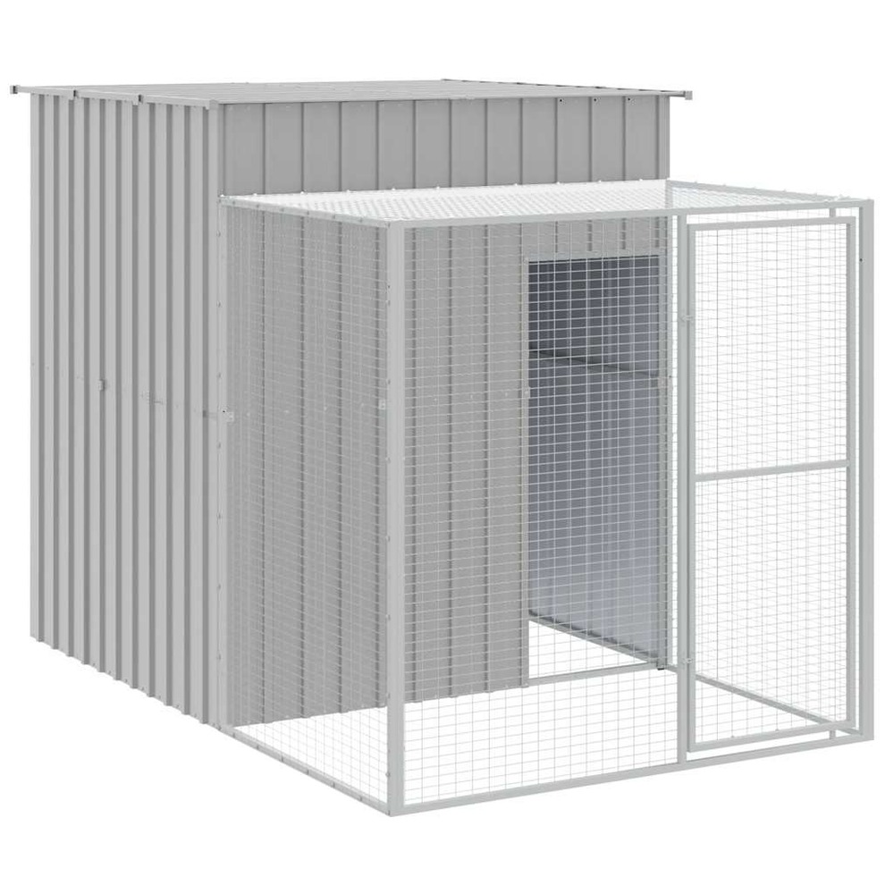 Poulailler enclos cage poules avec cour clair 165 x 251 x 181 cm acier galvanisé gris