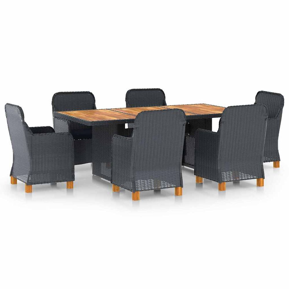 Ensemble à manger d'extérieur 7pcs et coussins résine tressée